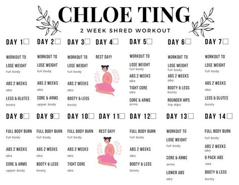 two weeks shred chloe ting|Chloe Ting workout schedule.